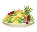 Bowl of fruit illustration Royalty Free Stock Photo