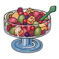 Bowl of fruit salad hand drawn doodle illustration Royalty Free Stock Photo