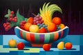 Bowl of Fruit in the style of Precisionism (Generative AI)