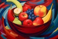 Bowl of Fruit in the style of Precisionism (Generative AI)