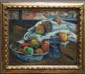 Bowl of Fruit and Tankard before a window, by Paul Gauguin