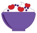 A bowl of fruit and yogurt, illustration, vector Royalty Free Stock Photo