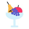 Bowl Of Fruits And Berries Party Color Stroke Icon