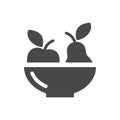 Bowl of fruits black vector icon