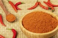 Bowl full of Chili Powder on a bamboo background