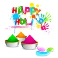Bowl full of colorful Gulal for Holi background Royalty Free Stock Photo