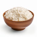 Bowl full of cooked rice isolated on white background,generated with AI.