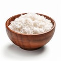 Bowl full of cooked rice isolated on white background,generated with AI.