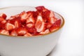 Bowl Full of Fresh Cut Strawberries Royalty Free Stock Photo
