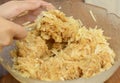 Grated apples for strudel in a bowl