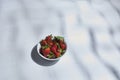 Bowl full of ripe strawberries ready to eat Royalty Free Stock Photo