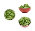 Bowl full of rocket salad leaves isolated Royalty Free Stock Photo