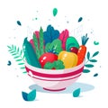 Bowl full of vegetables vector illustration. Healthy lifestyle concept. Healthy eating