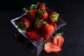 Bowl of glass with strawberries