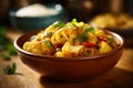 A bowl of Gobi Indian Spiced Cauliflower Generative AI