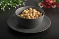 Bowl gray with hazelnuts