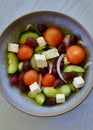 A bowl of Greek salad on the table Royalty Free Stock Photo