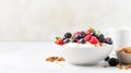 A bowl of Greek yogurt topped with granola, mixed berries, and a drizzle of honey Royalty Free Stock Photo