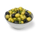 Bowl with green and black olives close up Royalty Free Stock Photo