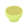 Bowl of Green buckwheat cereal isolated. Healthy food for breakfast. Vector illustration