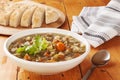 Lentil Soup with Bread Royalty Free Stock Photo