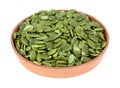 Bowl of green pepitas Royalty Free Stock Photo