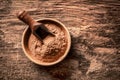 Bowl of ground cinnamon powder