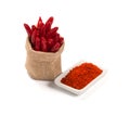 Bowl of ground red pepper spice in bowl on white Royalty Free Stock Photo