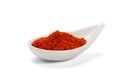 Bowl of ground red pepper spice in bowl isolated on white Royalty Free Stock Photo