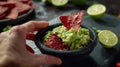 The bowl with guacamole. AI generated Royalty Free Stock Photo