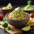 bowl with guacamole and tomatoes Royalty Free Stock Photo