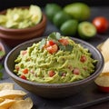 bowl with guacamole and tomatoes Royalty Free Stock Photo