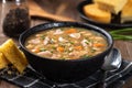 Bowl of ham and bean soup Royalty Free Stock Photo