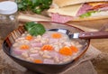 Bowl of Ham and Bean Soup With Carrots Royalty Free Stock Photo