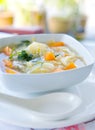 Bowl of healthy cabbage and sweet potato soup Royalty Free Stock Photo