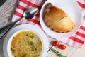 A bowl of healthy chicken noodle soup Royalty Free Stock Photo