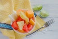 Bowl of healthy fresh fruit salad