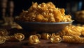 A bowl of healthy Italian pasta, a meal on the table generated by AI Royalty Free Stock Photo