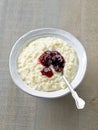 Bowl of healthy rice and milk pudding Royalty Free Stock Photo