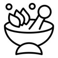 Bowl herbal meditation icon outline vector. Home room