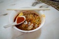 A bowl of Hokkien mee, which is a Chinese noodle dish popular in Penang, Malaysia Royalty Free Stock Photo