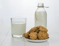 Bowl with homemade biscuits from flour and milk on a white wooden table. Royalty Free Stock Photo