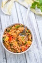 Bowl with homemade Bulgur Salad Royalty Free Stock Photo