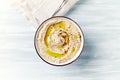 A bowl of homemade Hummus. Vegan food Royalty Free Stock Photo