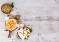 Bowl of homemade hummus Royalty Free Stock Photo