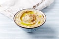 A bowl of homemade Hummus. Vegan food Royalty Free Stock Photo