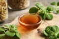 A bowl of homemade Plectranthus amboinicus syrup for common cold