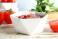 Bowl with homemade tomato sauce Royalty Free Stock Photo