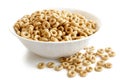 Bowl of honey cheerios isolated on white. Royalty Free Stock Photo