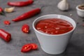 Bowl with hot chili sauce Royalty Free Stock Photo